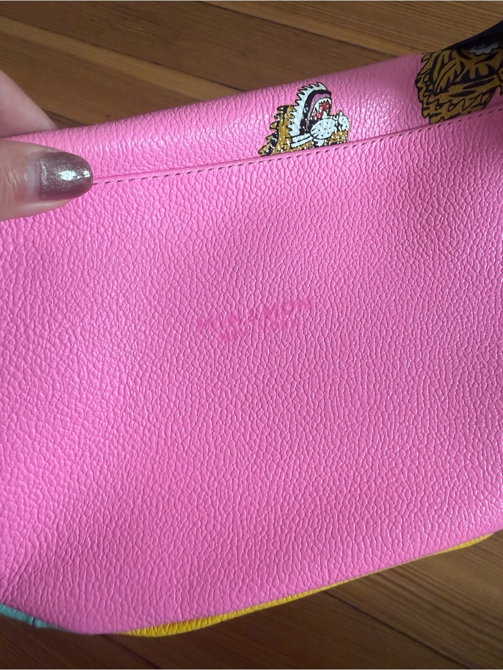 Min & Mon Harold Fanny Pack Bubblegum Pink Leather - Blazing Tiger Print - Picture 5 of 12